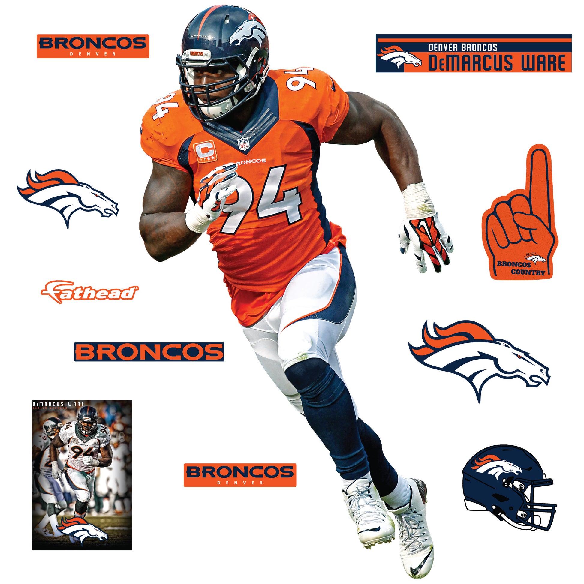 Denver Broncos: DeMarcus Ware 2023 Legend - Officially Licensed NFL Re –  Fathead