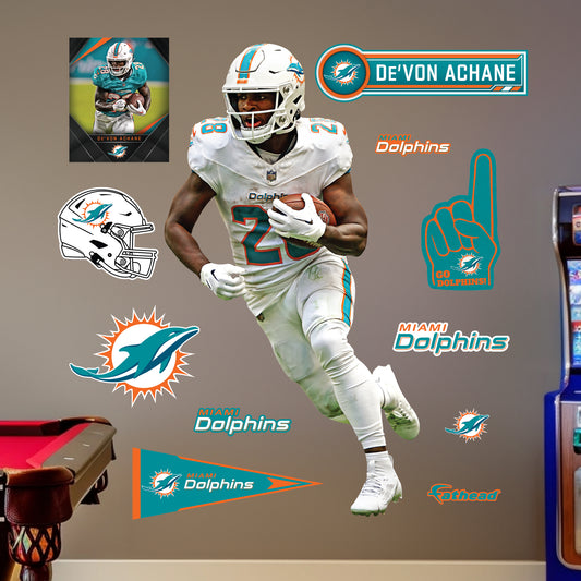 Miami Dolphins: De'Von Achane         - Officially Licensed NFL Removable     Adhesive Decal