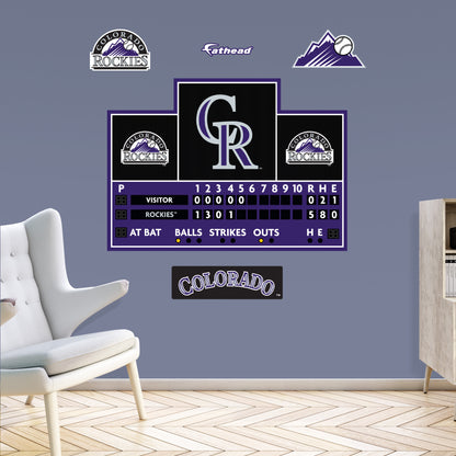 Colorado Rockies:  Scoreboard        - Officially Licensed MLB Removable     Adhesive Decal