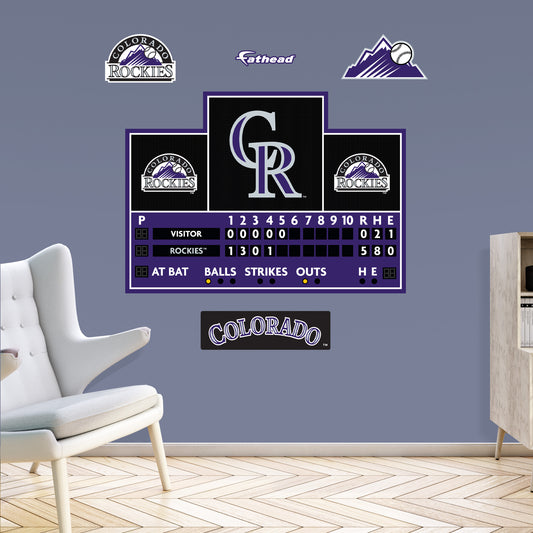 Colorado Rockies:  Scoreboard        - Officially Licensed MLB Removable     Adhesive Decal