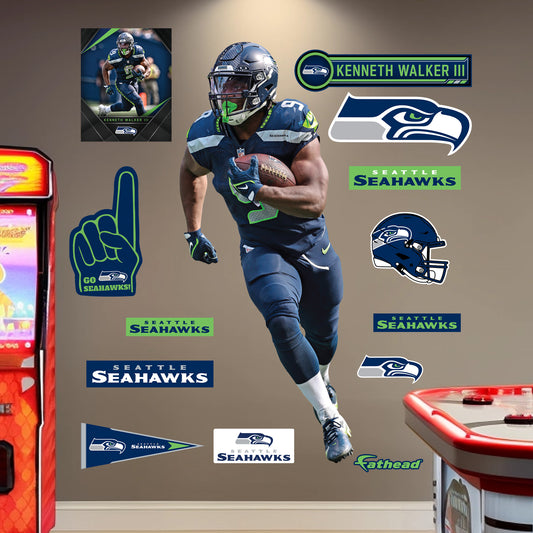 Seattle Seahawks: Kenneth Walker III         - Officially Licensed NFL Removable     Adhesive Decal