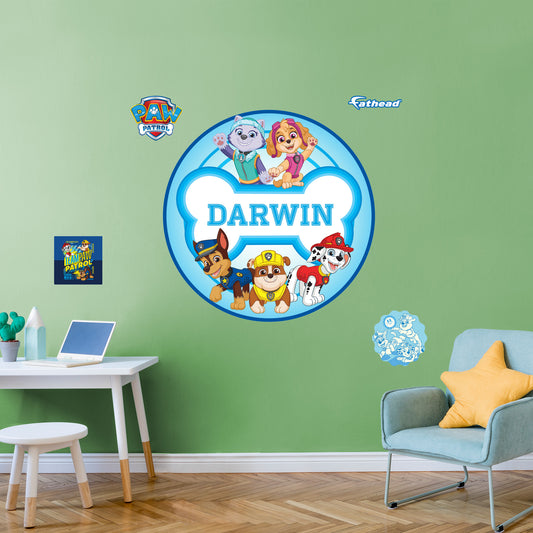 Paw Patrol: Chase, Rubble, Marshall Happiness Personalized Name Icon        - Officially Licensed Nickelodeon Removable     Adhesive Decal
