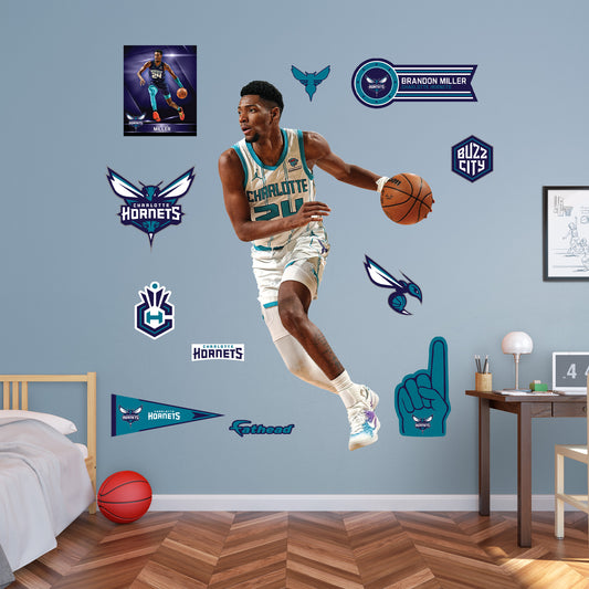 Charlotte Hornets: Brandon Miller         - Officially Licensed NBA Removable     Adhesive Decal