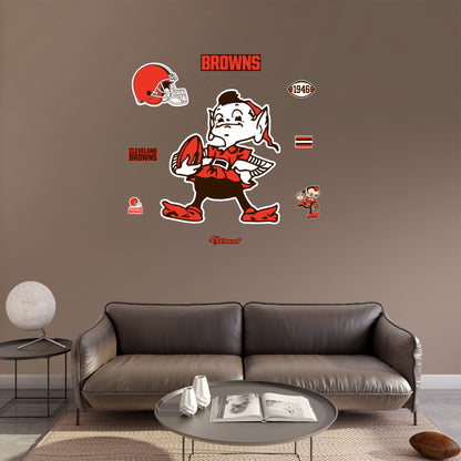 Cleveland Browns:  Brownie the Elf Logo        - Officially Licensed NFL Removable     Adhesive Decal