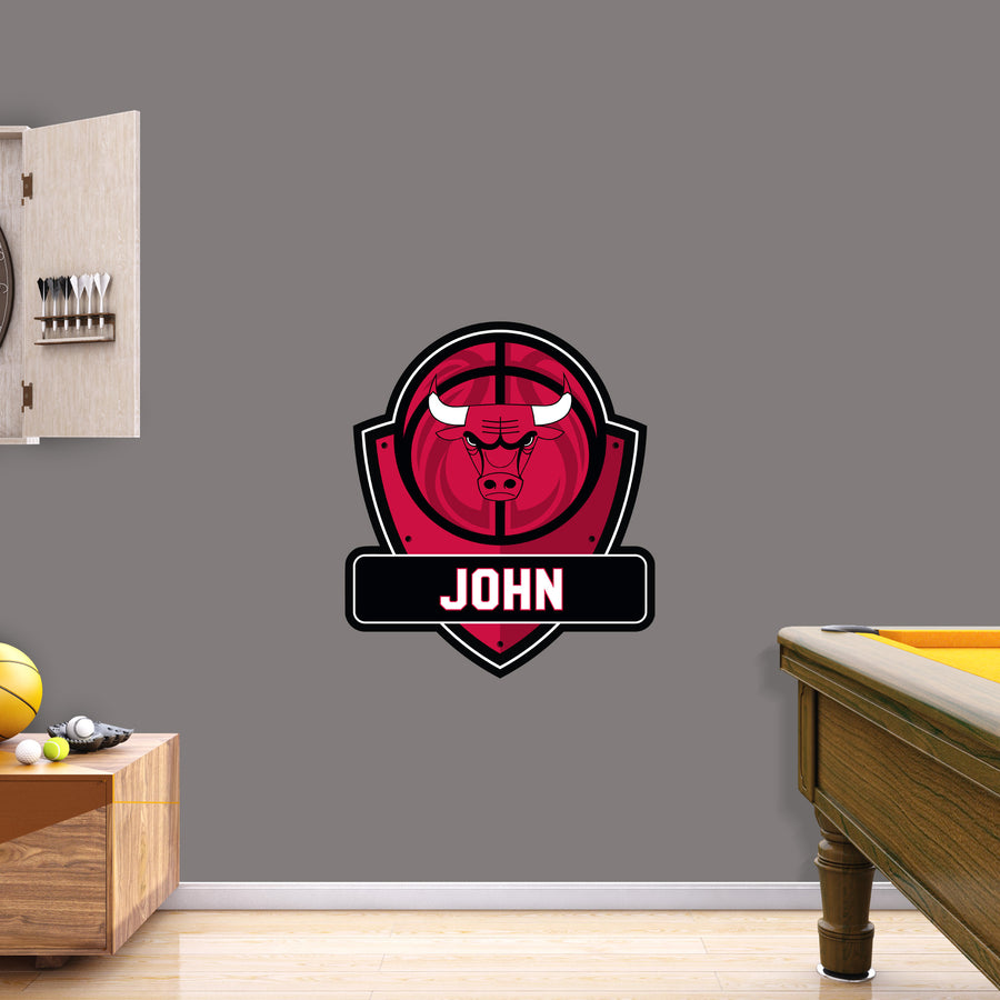 Chicago Bulls - Badge - With Personalized Name - Official NBA - Vinyl Transfer Decal