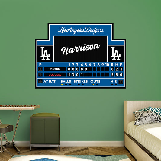Los Angeles Dodgers: Scoreboard Personalized Name        - Officially Licensed MLB Removable     Adhesive Decal