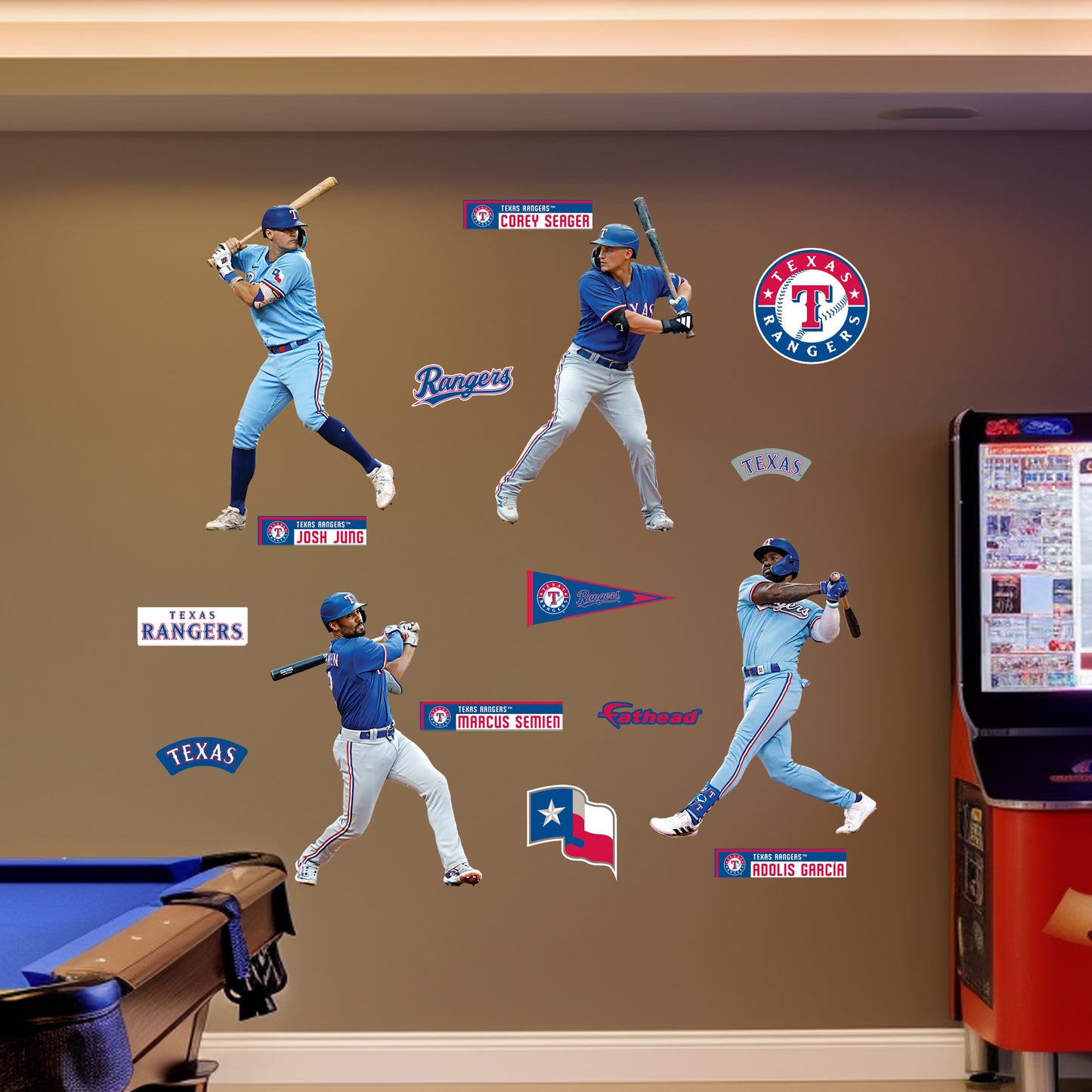 Texas Rangers: Corey Seager, Adolis García, Marcus Semien and Josh Jung Player Collection        - Officially Licensed MLB Removable     Adhesive Decal