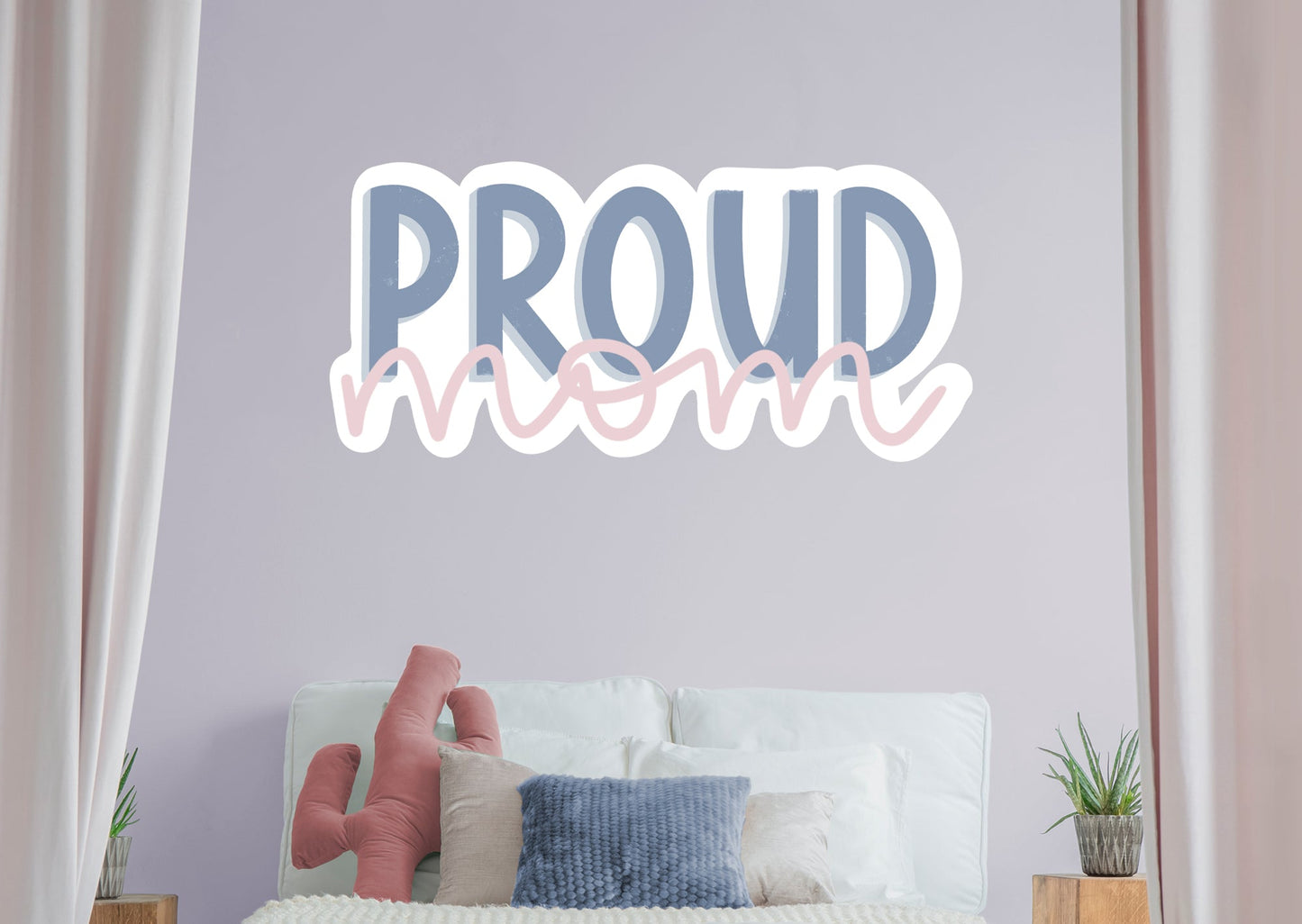 Proud Mom Purple and Pink Lettering        - Officially Licensed Big Moods Removable     Adhesive Decal