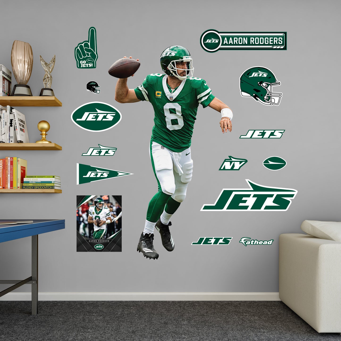 Aaron Rodgers - RealBig Pass Collection - Official NFL - New York Jets - Reusable Vinyl Wall Decals