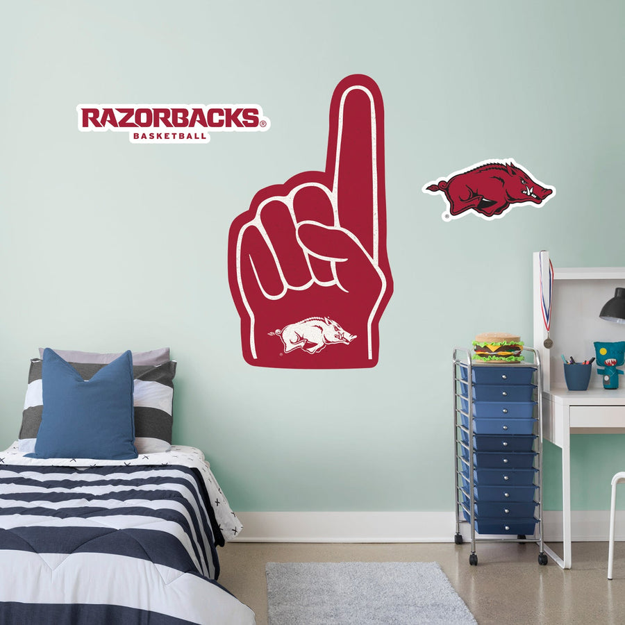 Arkansas Razorbacks - RealBig Foam Finger Collection - Official NCAA - Arkansas Razorbacks - Reusable Vinyl Wall Decals