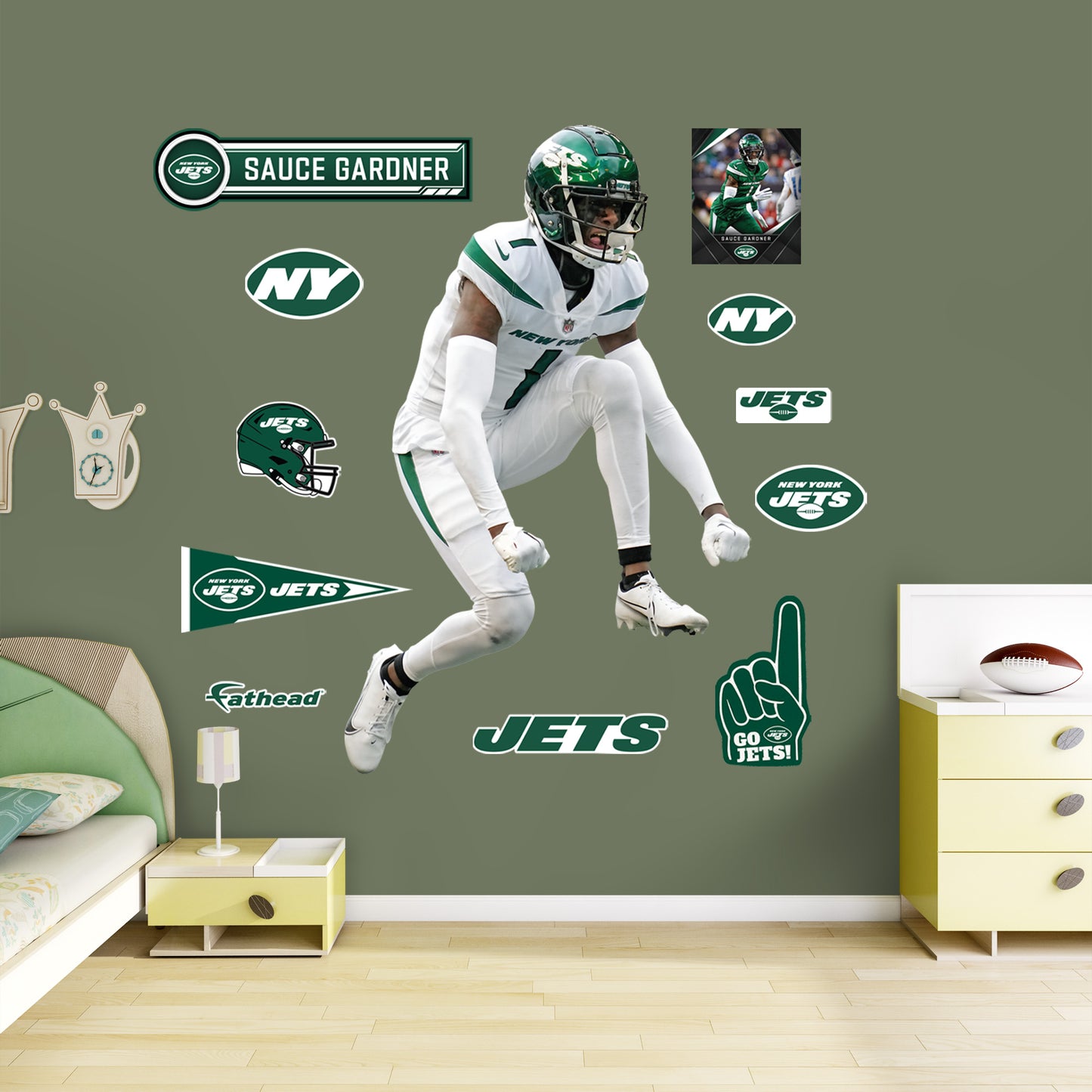 New York Jets: Sauce Gardner Celebration        - Officially Licensed NFL Removable     Adhesive Decal