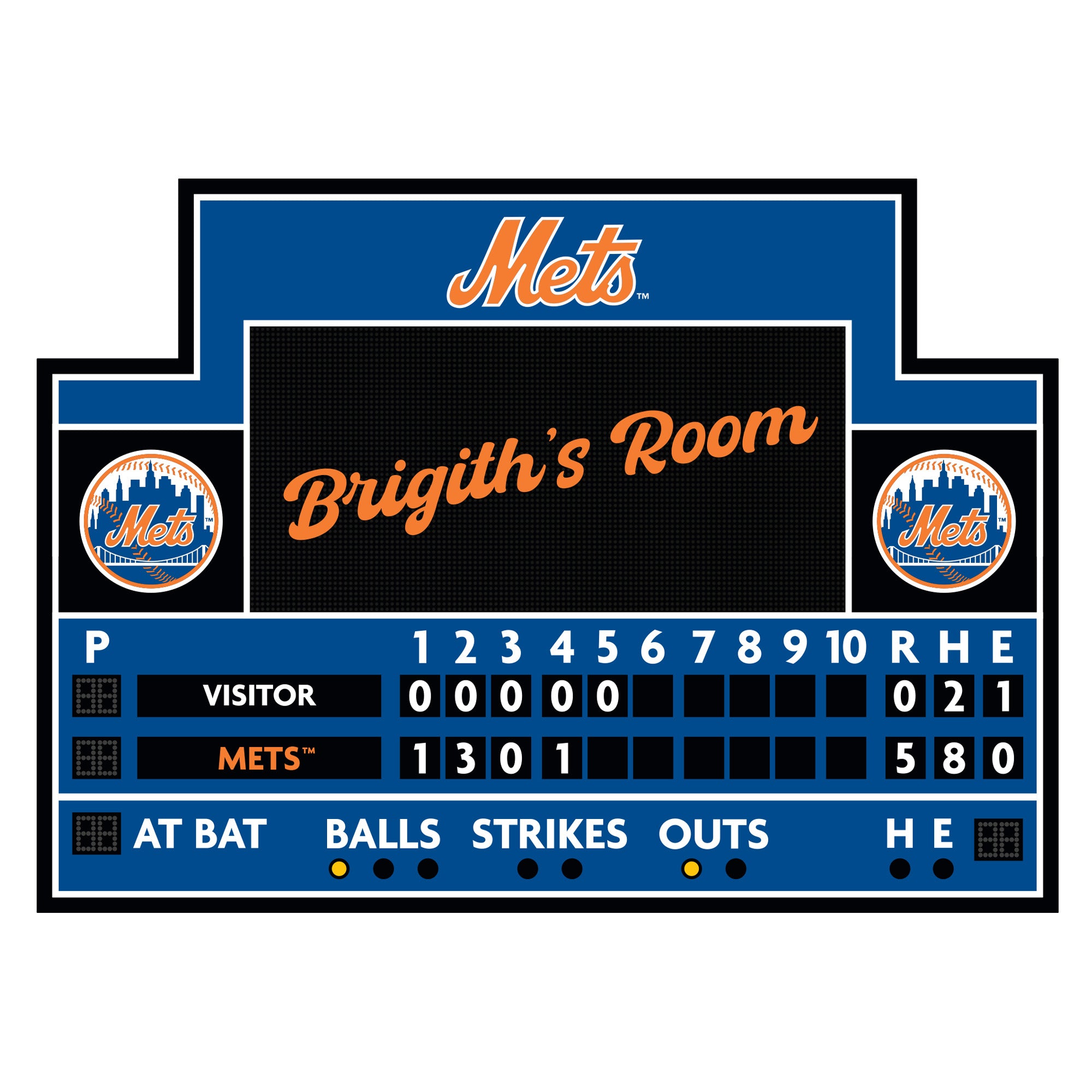 New York Mets - Scoreboard Graphic - With Personalized Name - Official ...