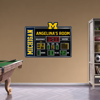 Michigan Wolverines:  2023 Football Scoreboard Personalized Name        - Officially Licensed NCAA Removable     Adhesive Decal