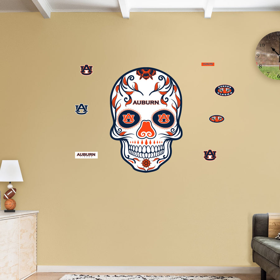 Auburn Tigers - RealBig Sugar Skull Collection - Official NCAA - Reusable Vinyl Wall Decals