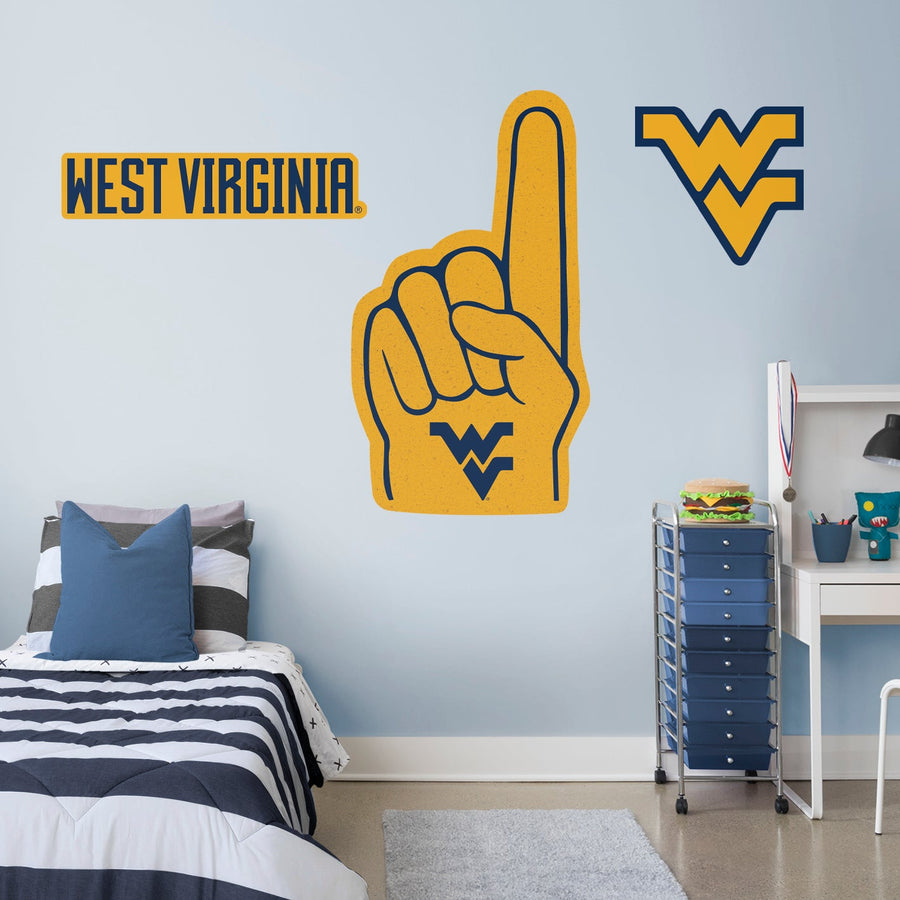 West Virginia Mountaineers - RealBig Foam Finger Collection - Official NCAA - Reusable Vinyl Wall Decals