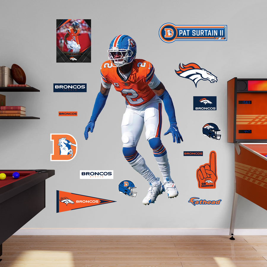 Pat Surtain II - RealBig Throwback Collection - Official NFL - Denver Broncos - Reusable Vinyl Wall Decals