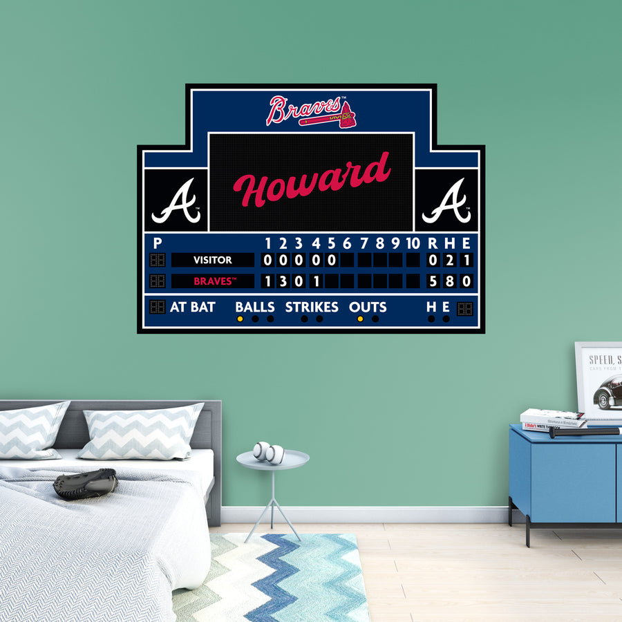 Atlanta Braves - Scoreboard Graphic - With Personalized Name - Official MLB - Vinyl Transfer Decal