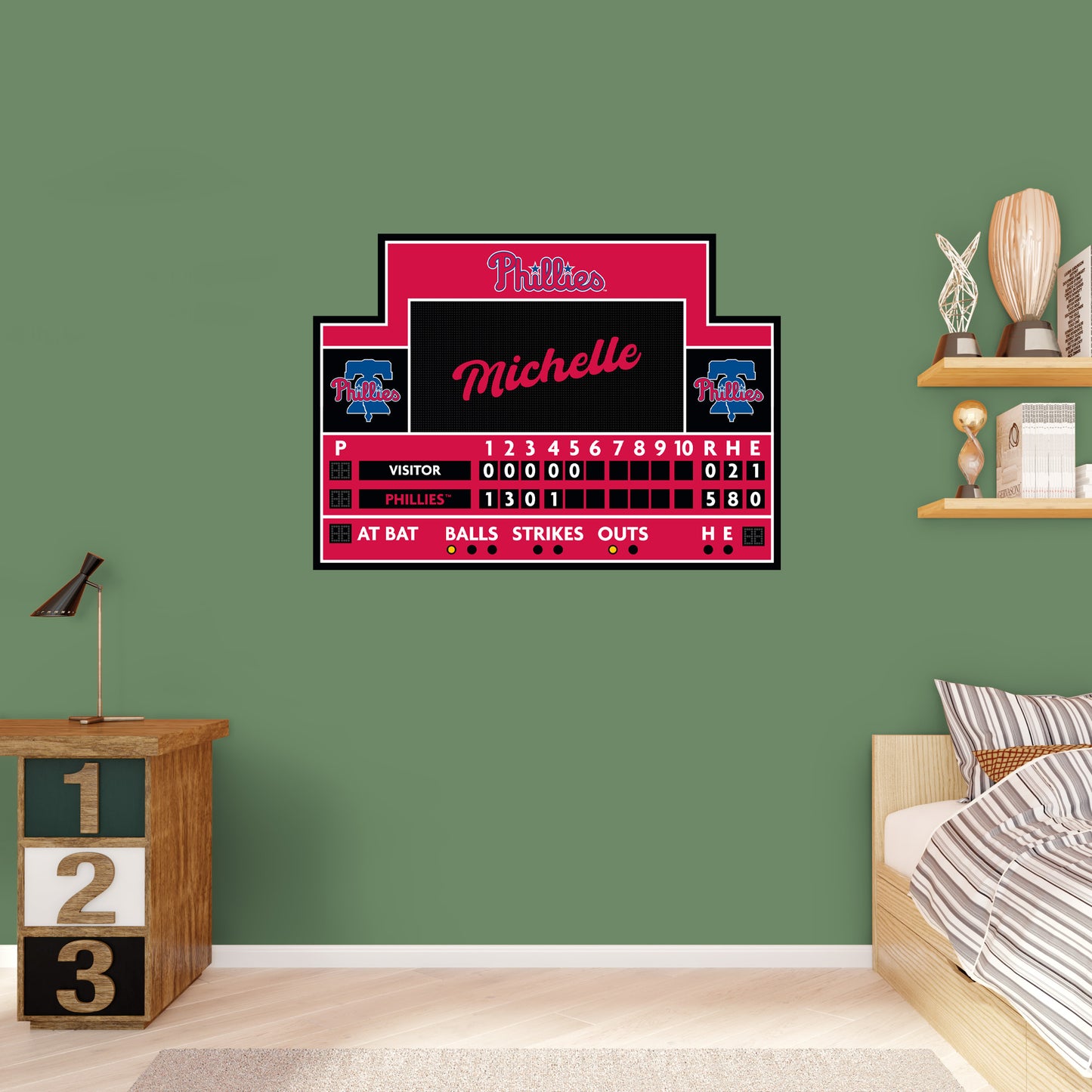 Philadelphia Phillies: Scoreboard Personalized Name        - Officially Licensed MLB Removable     Adhesive Decal