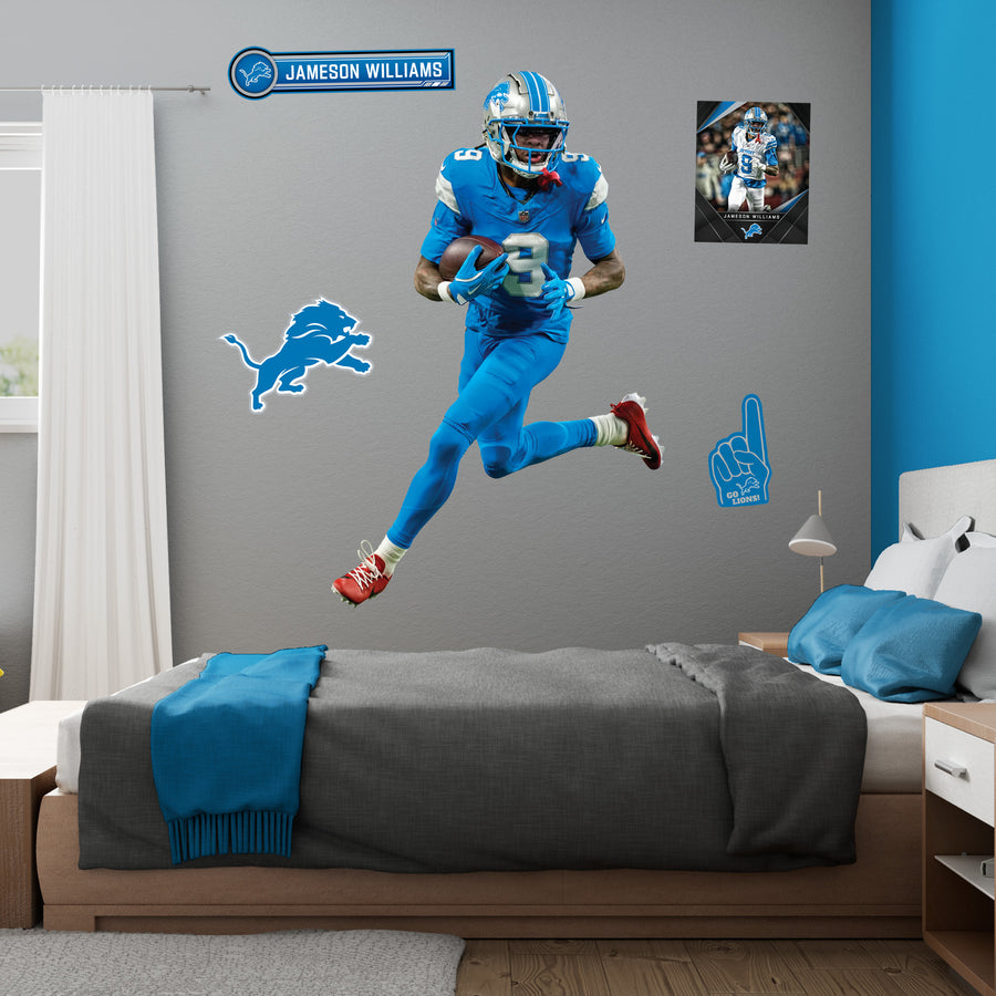 Jameson Williams - Realbig Collection - Official NFL - Detroit Lions - Reusable Vinyl Wall Decals