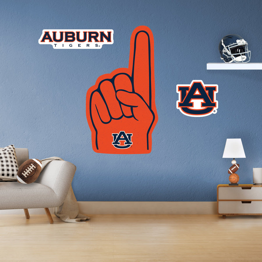 Auburn Tigers - RealBig Foam Finger Collection - Official NCAA - Reusable Vinyl Wall Decals