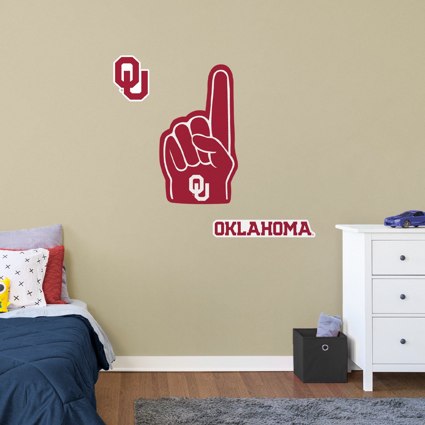 Oklahoma Sooners:    Foam Finger        - Officially Licensed NCAA Removable     Adhesive Decal