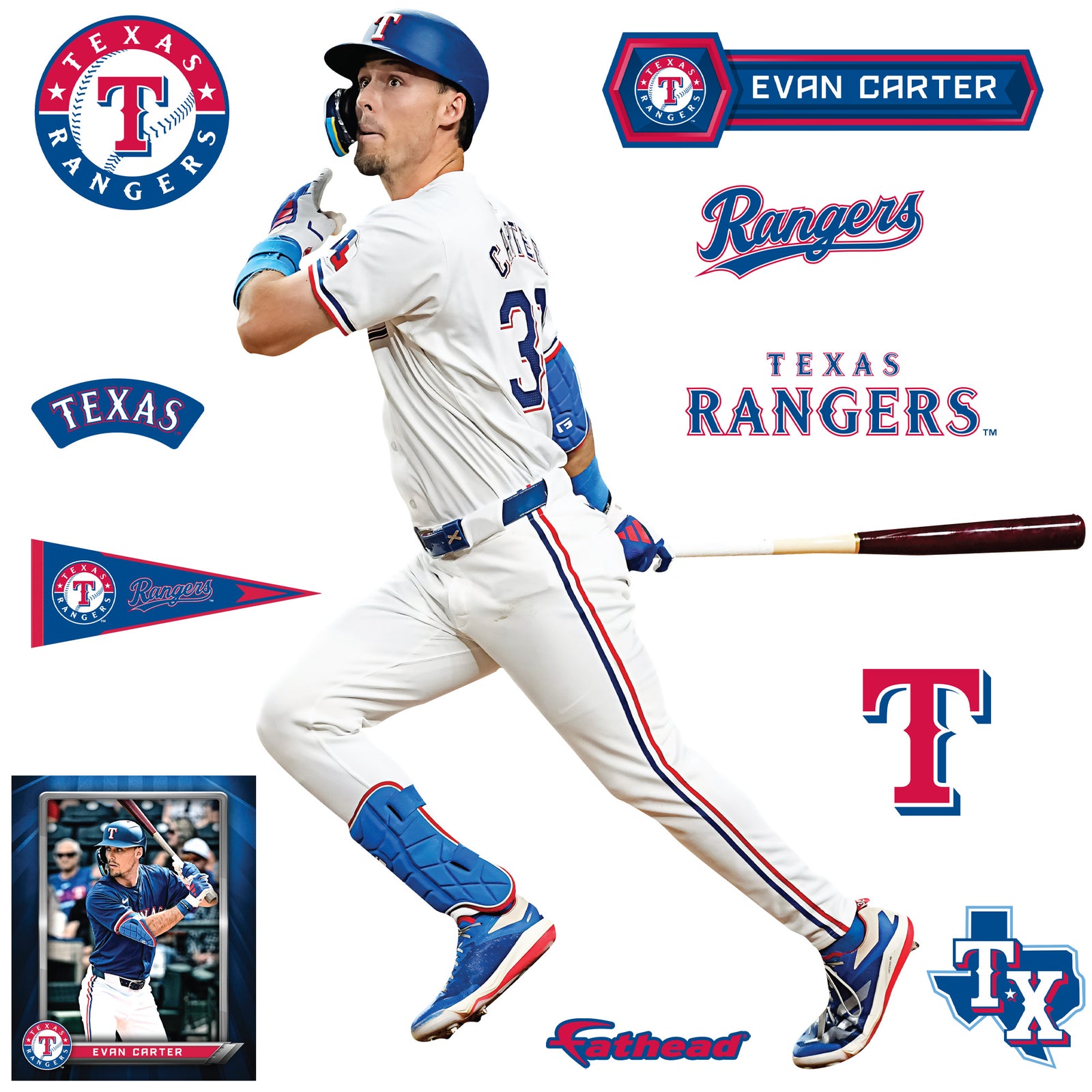 Texas Rangers Pvc Evan Carter - RealBig Collection - Official MLB - Texas Rangers - Reus ...