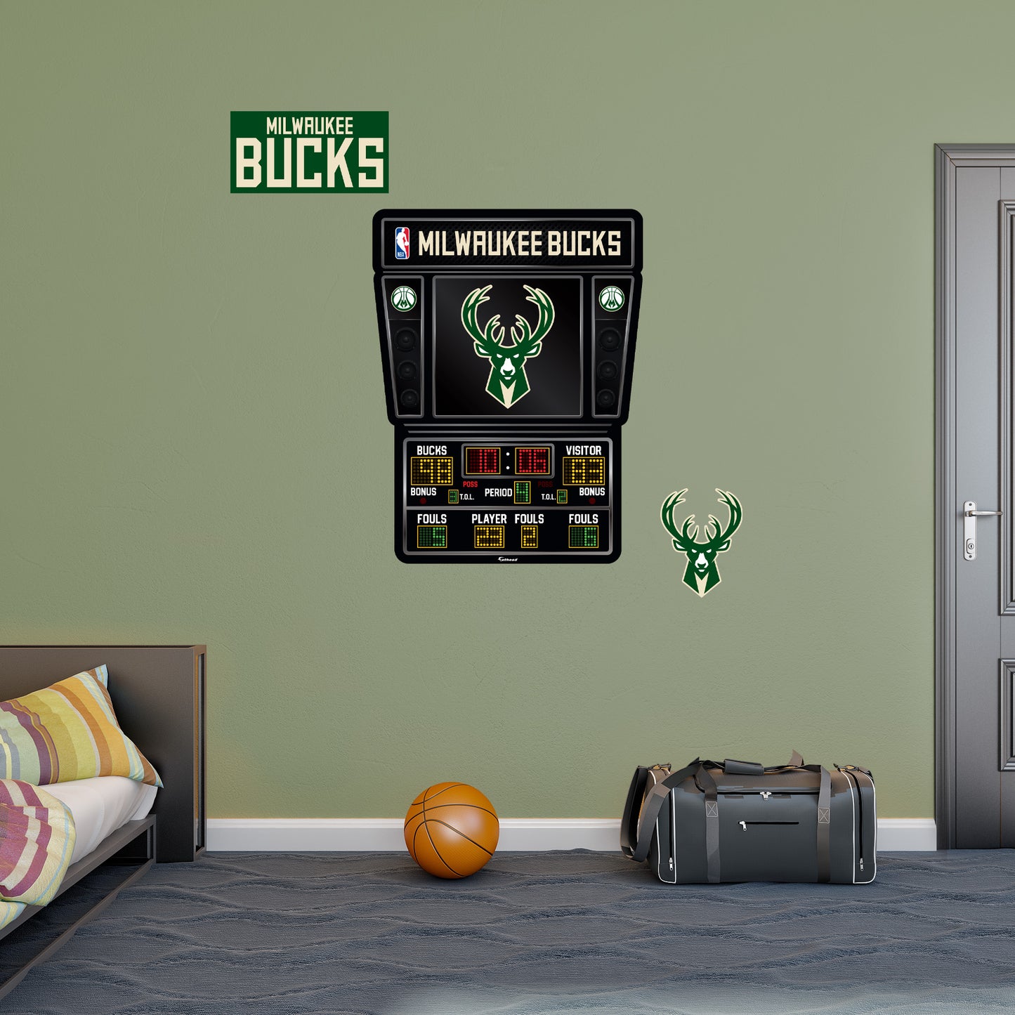 Milwaukee Bucks - RealBig Scoreboard Collection - Official NBA - Reusable Vinyl Wall Decals