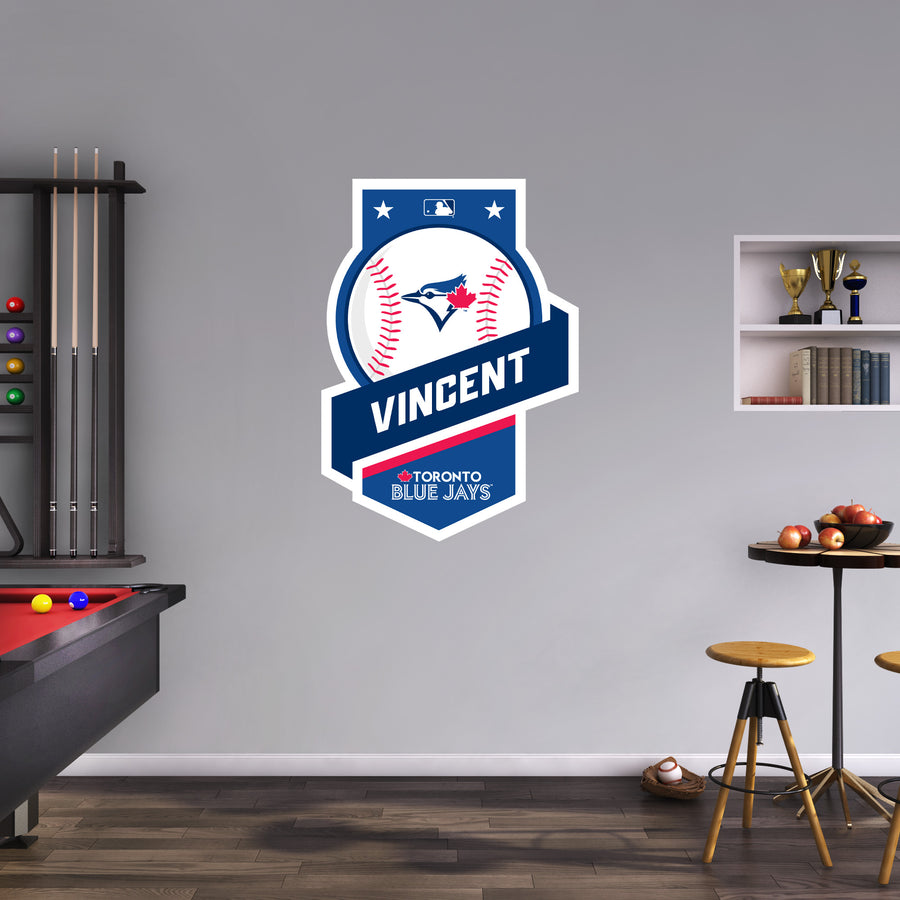 Toronto Blue Jays - Banner Logo - With Personalized Name - Official MLB - Vinyl Transfer Decal