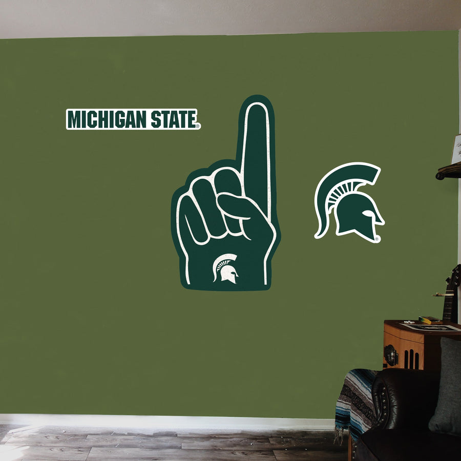 Michigan State Spartans - RealBig Foam Finger Collection - Official NCAA - Reusable Vinyl Wall Decals