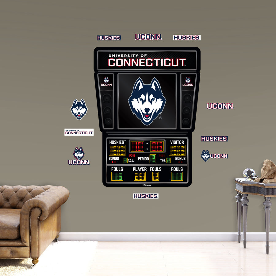 UConn Huskies - RealBig Basketball Scoreboard Collection - Official NCAA - UConn Huskies - Reusable Vinyl Wall Decals