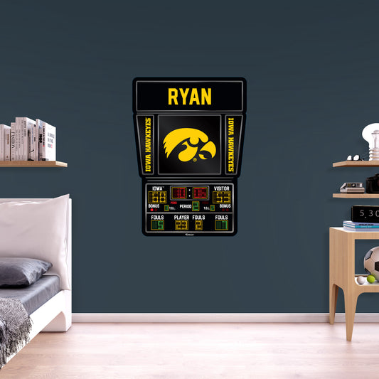 Iowa Hawkeyes:  2023 Basketball Scoreboard Personalized Name        - Officially Licensed NCAA Removable     Adhesive Decal