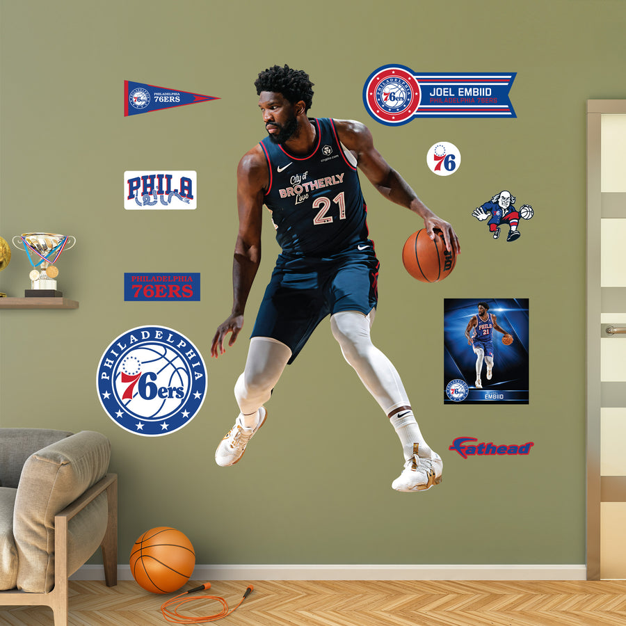 Joel Embiid - RealBig City Jersey Collection - Official NBA - Philadelphia 76ers - Reusable Vinyl Wall Decals #3