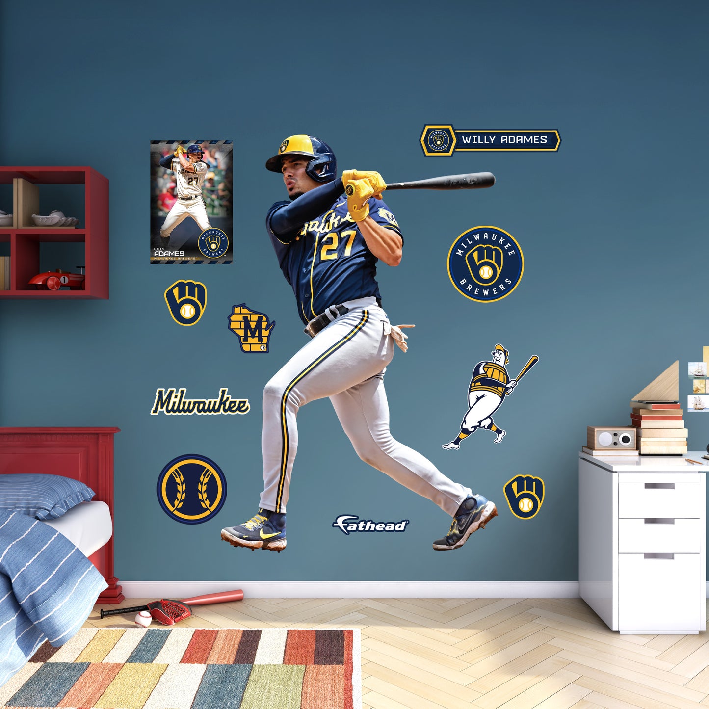 Milwaukee Brewers: Willy Adames 2023        - Officially Licensed MLB Removable     Adhesive Decal