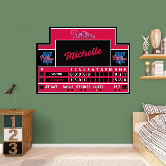 Philadelphia Phillies: Scoreboard Personalized Name        - Officially Licensed MLB Removable     Adhesive Decal