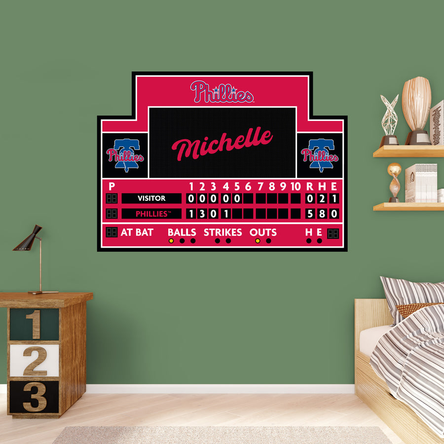 Philadelphia Phillies - Scoreboard Graphic - With Personalized Name - Official MLB - Vinyl Transfer Decal