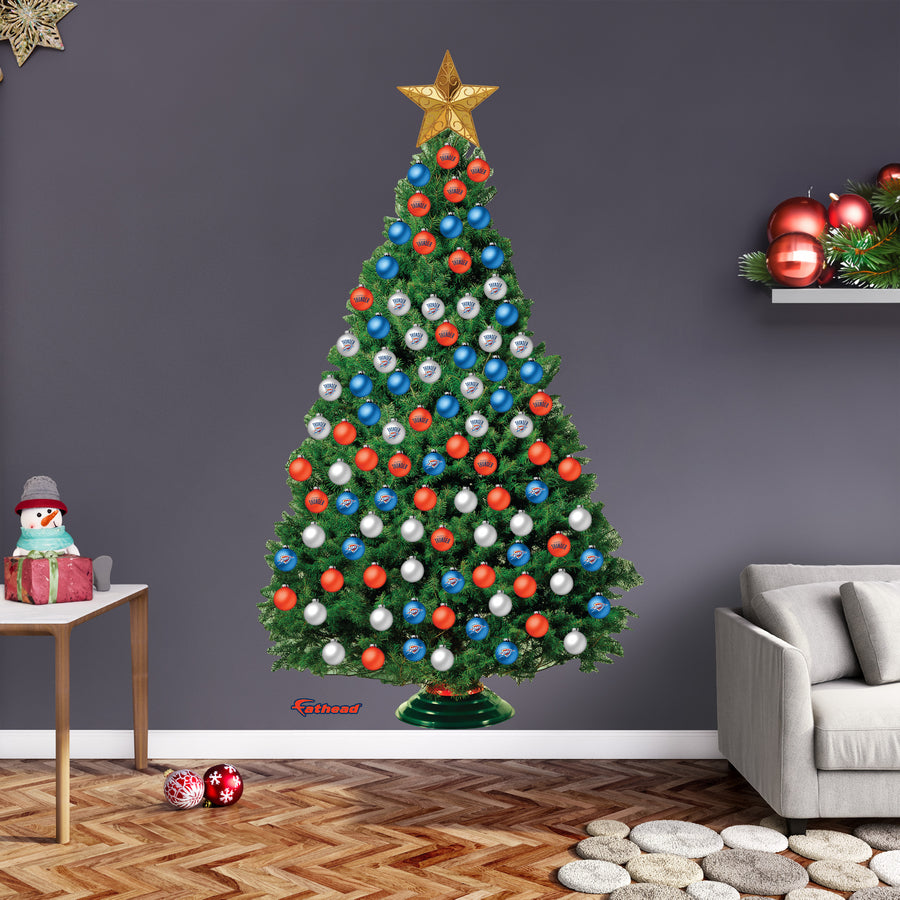 Oklahoma City Thunder - Decorate Your Own Christmas Tree - Official NBA - Reusable Vinyl Wall Decals