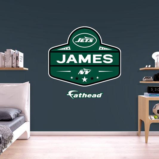New York Jets:  Badge Personalized Name        - Officially Licensed NFL Removable     Adhesive Decal