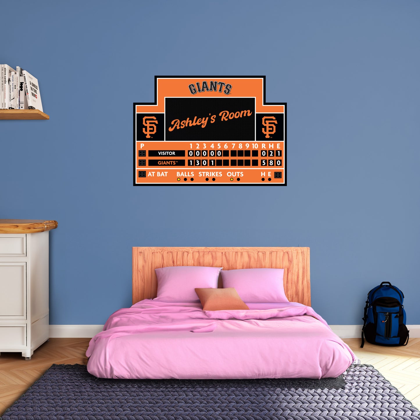 San Francisco Giants: Scoreboard Personalized Name        - Officially Licensed MLB Removable     Adhesive Decal