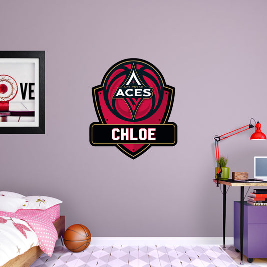 Las Vegas Aces: Badge Personalized Name        - Officially Licensed WNBA Removable     Adhesive Decal