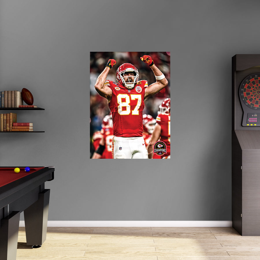 Travis Kelce - Super Bowl LVIII Celebration - Peel & Stick Poster - Official NFL - Kansas City Chiefs - Reusable Vinyl Wall Decal
