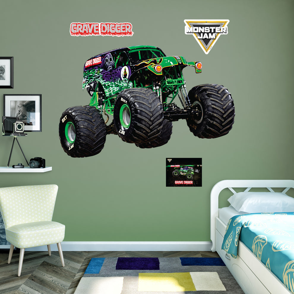 Grave Digger - Officially Licensed Monster Jam Removable Adhesive Deca ...