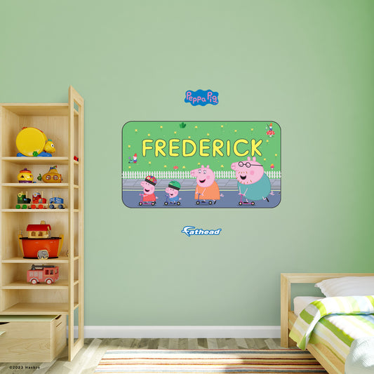 Peppa Pig: Peppa, George, Daddy Skating Personalized Name Icon        - Officially Licensed Hasbro Removable     Adhesive Decal
