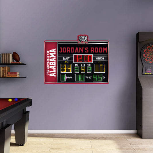 Alabama Crimson Tide:   Football Scoreboard Personalized Name        - Officially Licensed NCAA Removable     Adhesive Decal