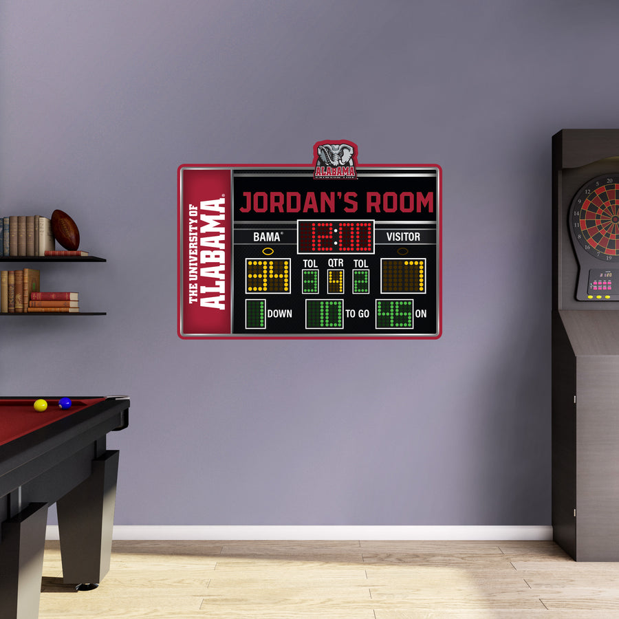 Alabama Crimson Tide - Football Scoreboard Graphic - With Personalized Name - Official NCAA - Vinyl Transfer Decal