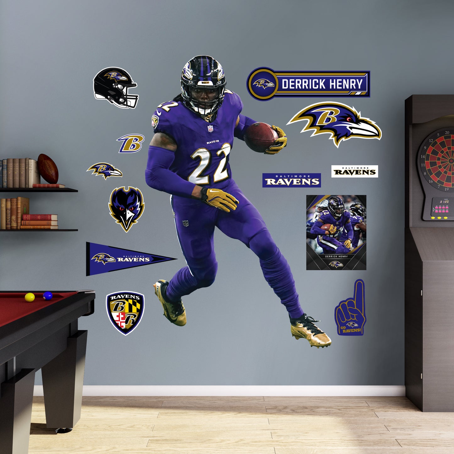 Baltimore Ravens - RealBig Derrick Henry Collection - Official NFL - Reusable Vinyl Wall Decals #2