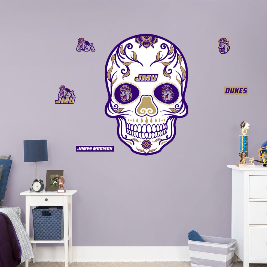 James Madison Dukes - RealBig Sugar Skull Collection - Official NCAA - Reusable Vinyl Wall Decals