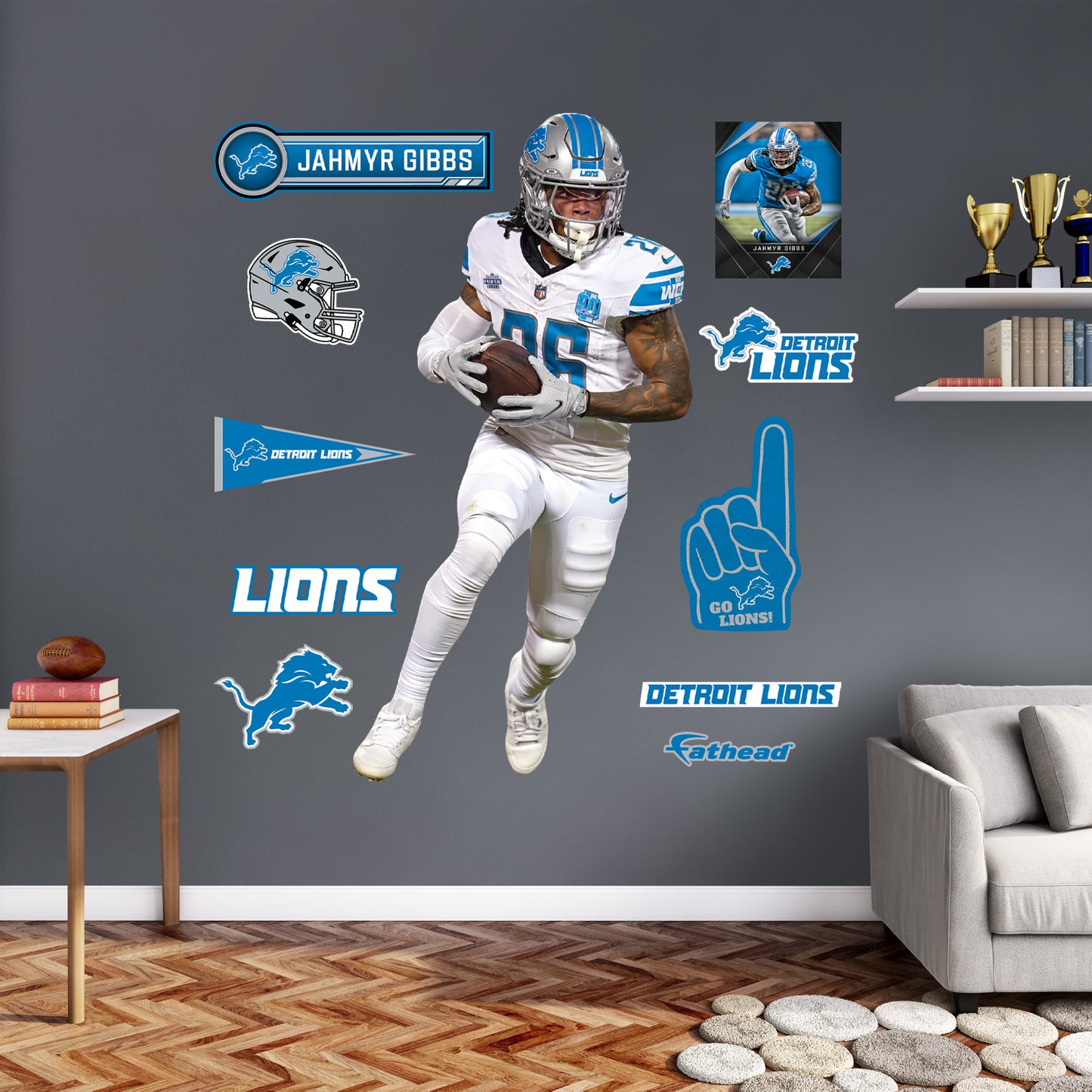 Detroit Lions: Jahmyr Gibbs         - Officially Licensed NFL Removable     Adhesive Decal