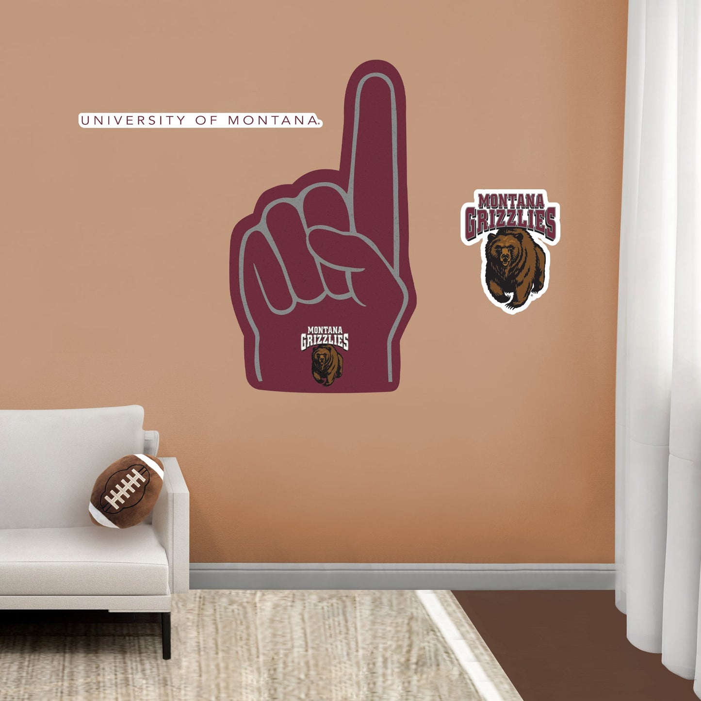 Montana Grizzlies - RealBig Foam Finger Collection - Official NCAA - Montana Grizzlies - Reusable Vinyl Wall Decals