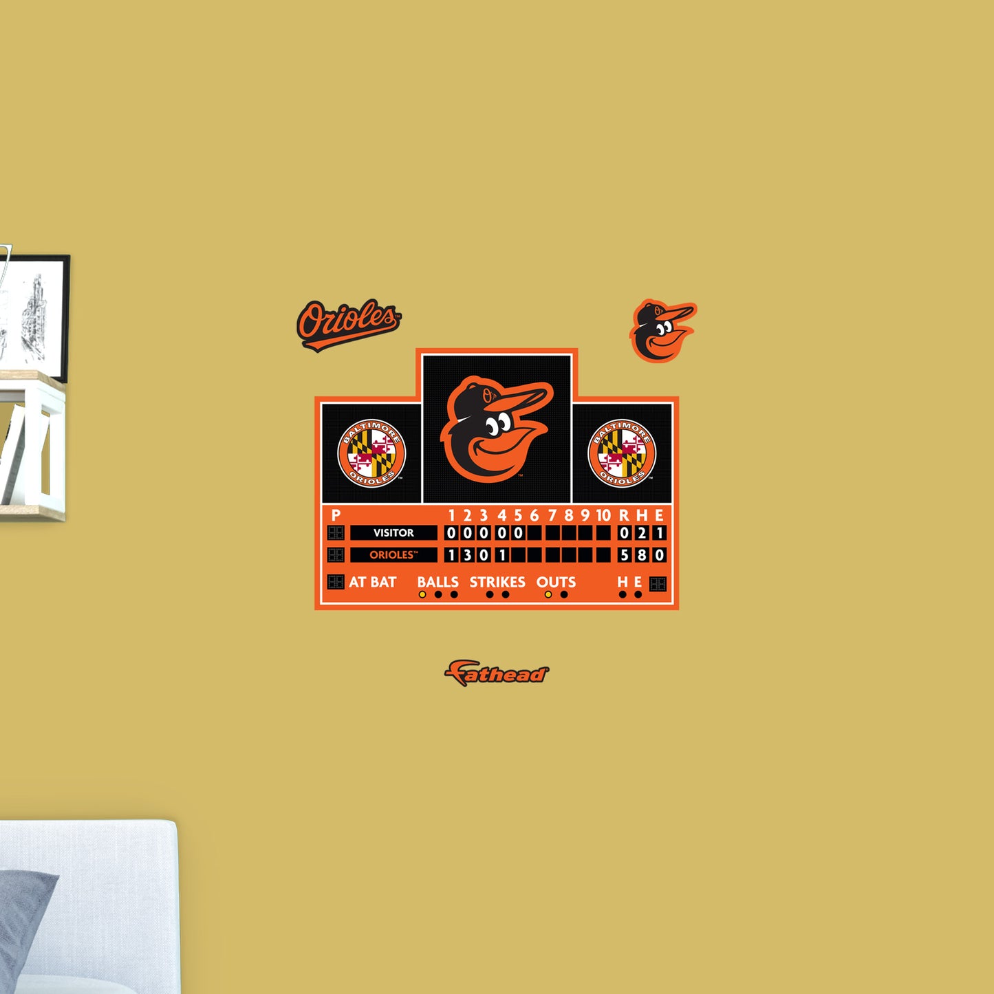 Baltimore Orioles:  Scoreboard        - Officially Licensed MLB Removable     Adhesive Decal