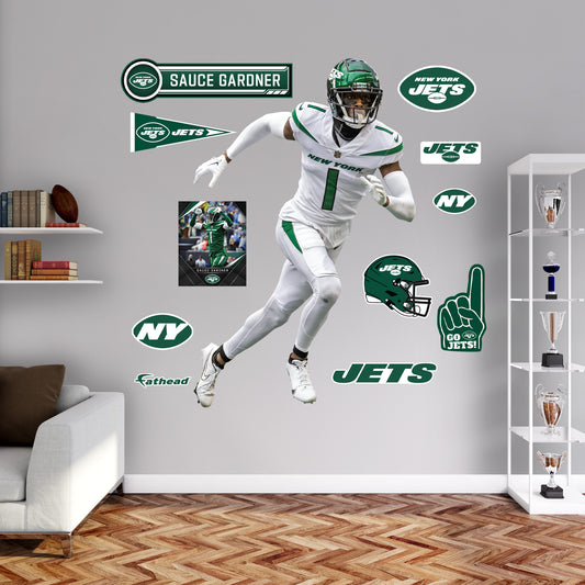 New York Jets: Sauce Gardner Away        - Officially Licensed NFL Removable     Adhesive Decal